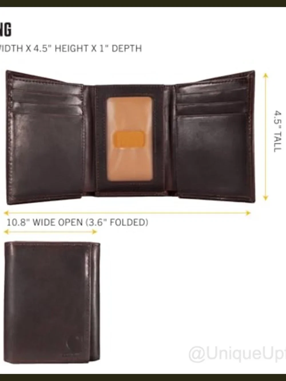 Carhartt Oil Tan Leather Trifold Wallet RFID Blocking Slim Bifold